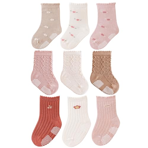 J Poqobog Baby Non Slip Grip Crew Socks,Toddler Boys Socks Girls Cotton - color: Girls2, size: 2-3T