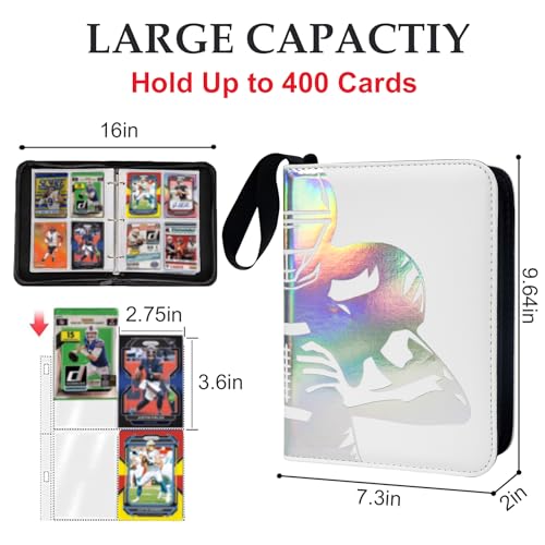 400 Pockets Football Card Binder, Laser Silver Hot Stamping Cover,RX33 - color: Dazzling Football-400