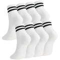 Womens White Crew Socks 6 Pair Striped Trim Casual Crew Socks - color: 8pairs White