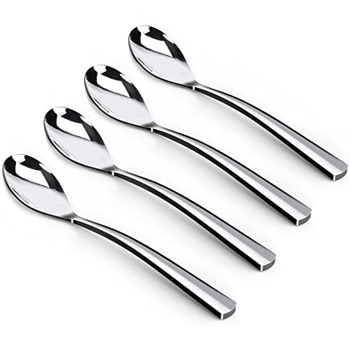 Coffee Spoons,4-Piece GLAMFIELDS Teaspoons with a Long Handle, 6.1"Demitasse Espresso Spoons Set Food Grade Stainless Steel Small Serving Spoons for Dessert - size: 6.1 inch - 4 pack