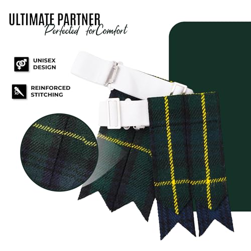 EZE Kilt Flashes for Men with Heavy Buckle Adjusters, Plain & Tartan Kilt Sock Flashes Acrylic Wool - color: Gordon