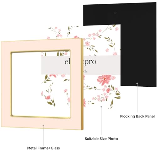 eletecpro 4x4 Enamel Picture Frame with Real Glass Cover, Pink, 2-Pack - color: Pink, size: 4x4