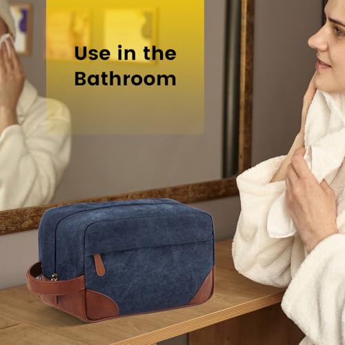 Vorspack Canvas Travel Toiletry Bag for Men, Large, Navy Blue - color: Navy Blue, size: Large