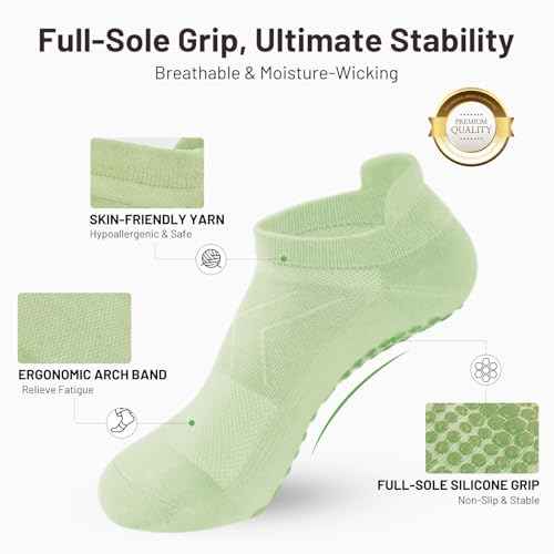 7 Pairs Pilates Socks with grips for Women- Non Slip, Ankle Yoga Socks for Yoga, Pilates, Ballet & Barre - color: Multicolor-07