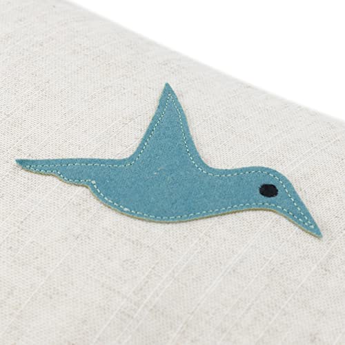 JWH Bird Throw Pillow Cover 14x24 Beige Turquoise Blue Grey - color: Teal Blue & Gray Plaid With Birds