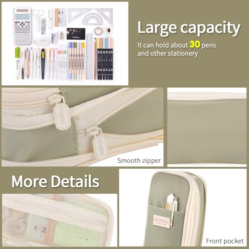 EASTHILL Big Capacity Pencil Case Large Pencil Pouch Stationery Pen Bag for Teen Girls-Green - color: Green