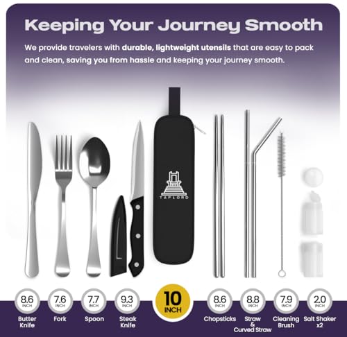 Travel Utensils With Case, 10 Pcs portable silverware set (Silver) - color: Silver, size: 10 Pieces