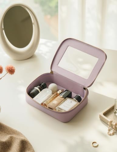 Popvibe Clear Toiletry Bag 2 Pack, Travel Makeup Bag Medium & Large Purple - color: Purple, style: Dual Elegance