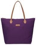 Water Resistant Light Weight Nylon Tote Bag Handbag - color: Purple, size: Large
