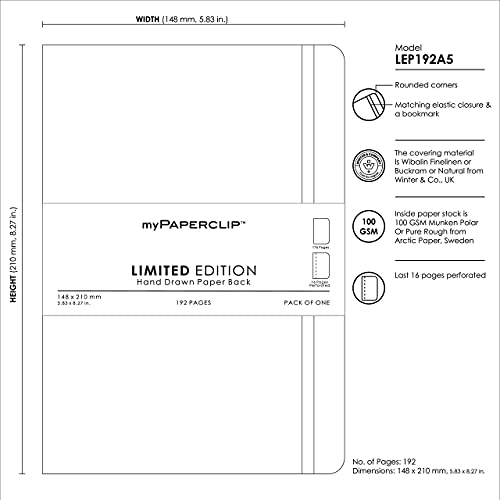 myPAPERCLIP Limited Edition A5 Plain Notebook | 192 Pages, 100 GSM, Soft Cover, A5 (5.83 × 8.27 in) | Flat Lay | Bookmark & Elastic Closure | Raspberry - color: Raspberry, style: Minimalist