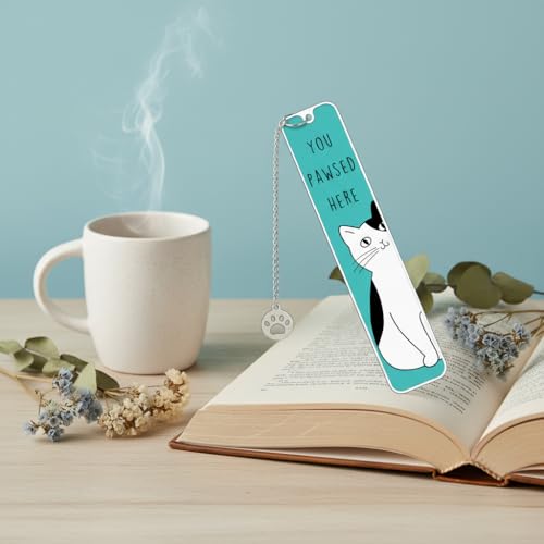 Cat Gifts for Women, Cute Cat Bookmarks for Bookish Girls, Back to School Gift Supplies, Birthday Graduation Gift for Cats Mom, Cats Themed Gift for Woman Men Boys, Reading Accessories for Book Lovers - color: Blue