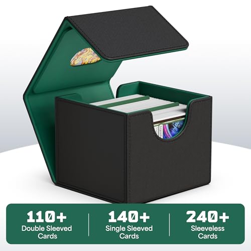 ZLCA MTG Commander Deck Box Holds 110+ Double Sleeved Cards - color: A1-Black& Dark Green, size: A-Horizontal-Commander