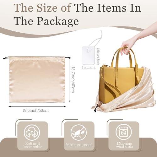 Vonty Beige Satin Dust Bags 3 Pack Drawstring Pouch for Purse, 19.6x15.7in - color: Beige, size: 19.6 x 15.7