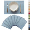 Demetex Placemats Set of 8 Heat Resistant Blue Placemats Soft Washable Linen Place Mats Table Mat for Dinner Gathering Banquet, 13x19 inch, Blue - color: Blue, size: Placemats set of 8
