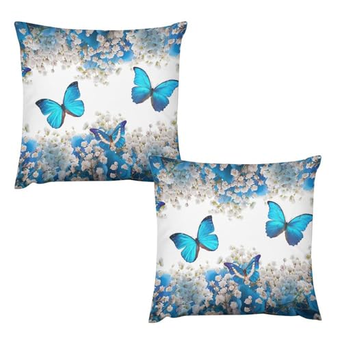 Butterfly Girl Nature Landscape Pillow Covers, Spring Botanical Floral Teen Kids Scenic Home Decor Sofa Bedroom Cushion Outdoor Indoor Decorations 16 "x16 - color: Butterfly-1, size: 16" x 16" (Pack of 2)