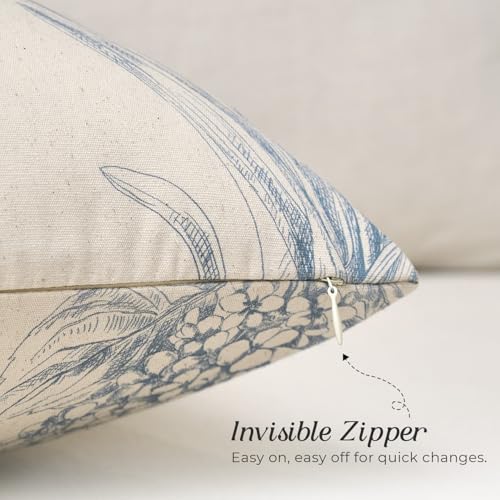 Kevin Textile Hydrangea Floral Pillow Covers Set of 2 18"x18", Aegean Blue - color: Aegean Blue