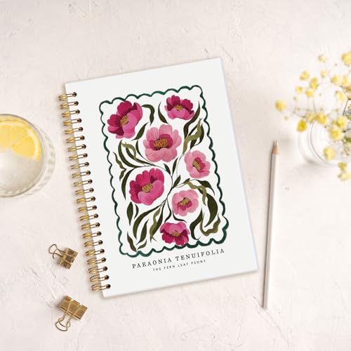 MOFUYU Floral Notebook Journal for Women,Plant Hardcover Spiral Notebook - color: white(Bible-1)