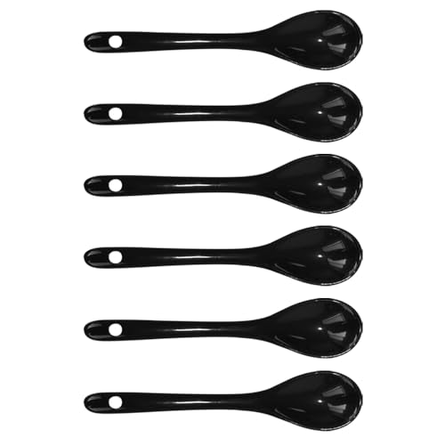 6 pcs Porcelain Egg Spoons Tea Spoon Ceramic Spoons 4.7 inch Coffee Dessert Yogurt Tea Milky Black - style: Black