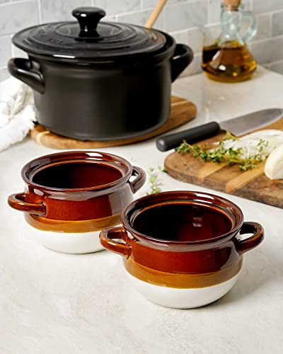 LE TAUCI Ceramic French Onion Soup Bowls with Handles, 22 OZ, Set of 4 - size: 22 OZ