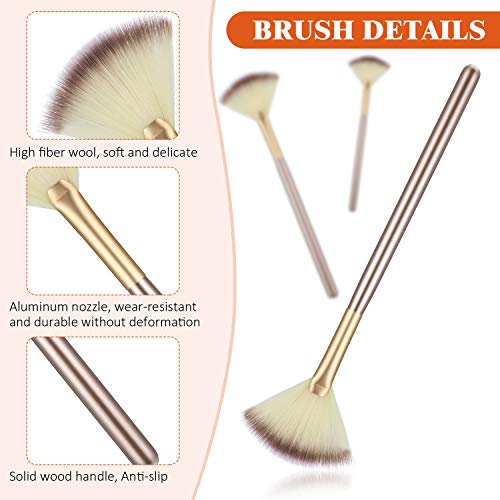 Maitys 9 Pieces Facial Fan Mask Brushes, Champagne - color: Champagne
