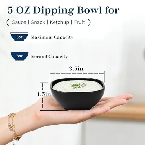 Wheat Straw Small Bowls 5 OZ, Unbreakable Soy Sauce Dish - Black - color: Black, size: 5 OZ