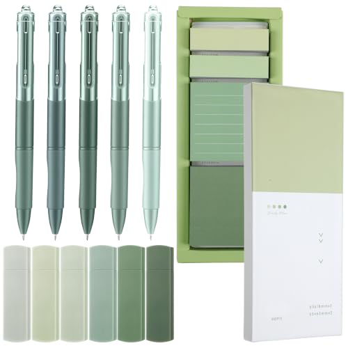 Resurhang 6 Green Pens Set 0.5 mm Fine Point Correction Tape Notes, Green