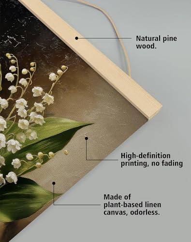You found a duck Vintage Lily of The Valley Flower Poster Wall Art Decor,Retro Plants Wall Art,Flowers Linen Hanging Poster for Bedroom Living Room Office, Farmhouse,18.5X14inch (HD010) - color: HD010