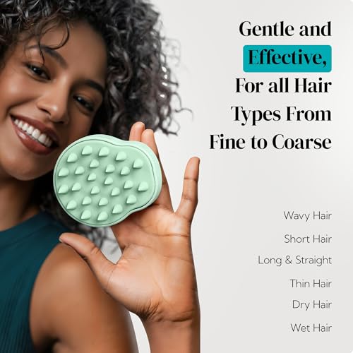 HEETA 2-Pack Large Scalp Massager Scrubber Shampoo Brush for Hair Growth - color: New Beige & Green