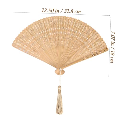 Baluue Bamboo Folding Fan 12.5 Inch Lightweight Portable Decorative Handheld Folding Fan with Tassels for Wedding Party Baby Shower and Home Decor