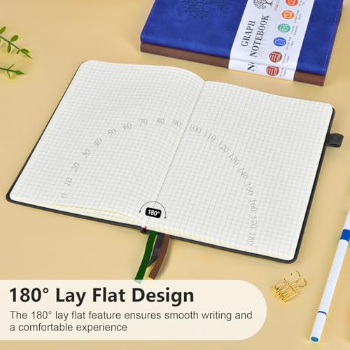 Graph Paper Notebook 5.9"×8.5", 160 Pages Grid Notebook, A5 Graphing Paper - color: Black, size: Grid Page