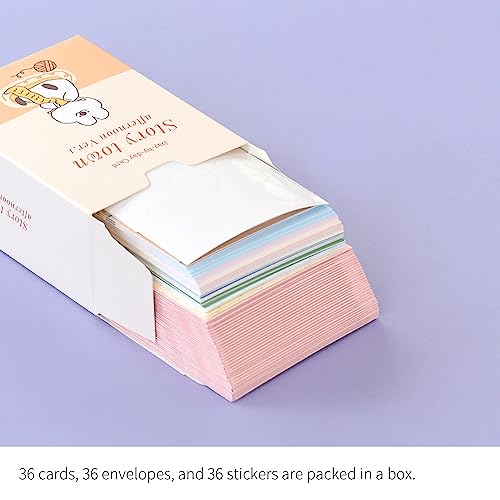 Monolike Day-by-day Card, Story town afternoon Ver.1 - Mix 36 Mini Single cards, 36 envelopes, 36 stickers Package - color: Story town afternoon Ver.1