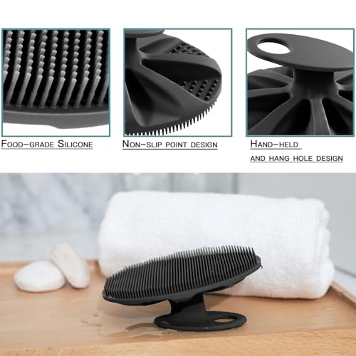 INNERNEED Silicone Body Cleansing Brush Exfoliating Scrubber, Gray+ Black - color: Gray+black