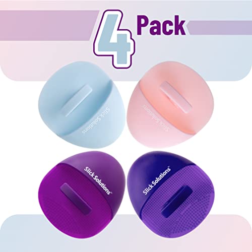 Slick- Silicone Facial Cleansing Brush, 4 Pack, Silicone Face Scrubber Exfoliator - color: Pink\purple\blue