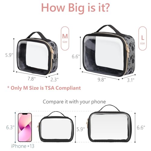PACKISM Clear Makeup Bag Travel - TSA Approved Toiletry Bag, 2 Pack Black - color: Black
