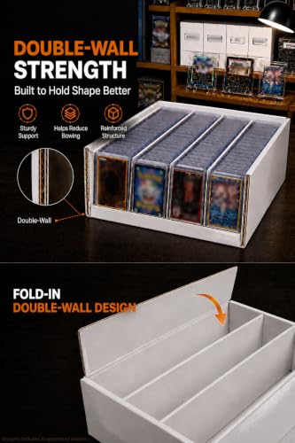 4 Row Toploader Trading Card Storage Box with Divider, Duty Double Wall Box - size: 1 piece 14in for Toploader