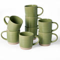 famiware Coffee Mugs Set of 8, 13 oz Mug Set, Ceramic Cup Set with Handle - color: Constellation-Olive Green, size: 8 Count (Pack of 1)