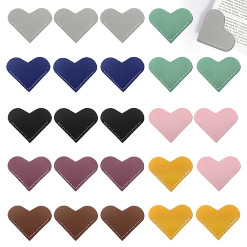 24Pcs Leather Heart Bookmarks for Women, Corner Book Marks for Book Lovers - style: 24 PCS