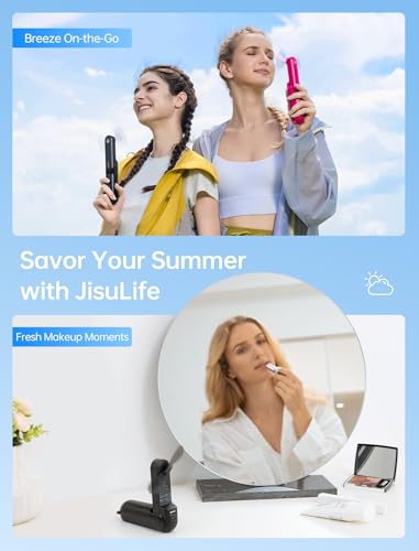 JISULIFE 3 IN 1 Portable Fan with Power Bank & Flashlight Featured - color: Black