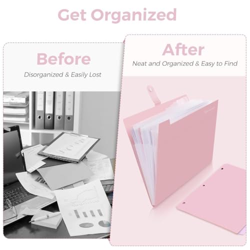 SKYDUE Pink School Supplies Set – 1" 3-Ring Binder, 2 Expanding File Folders, 3 Spiral Notebooks, 8 Tab Dividers & Pencil Pouch – Cute Stationery for High School Stude, College Essentials - color: Pink