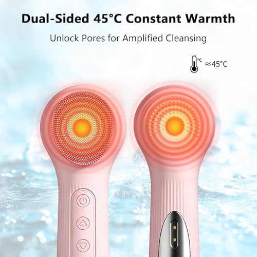Silicone Facial Brush, Rechargeable Face Scrubber with 3 Vibration Settings, Exfoliator Face Scrubber with Massaging and Deep Cleaning, IPX7 Waterproof Facial Cleansing Brush for Women Men (Pink) - color: Pink