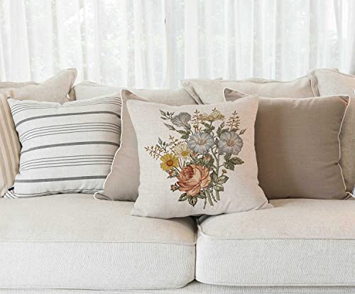 Solekla Chamomile Roses Rustic Farmhouse Decorative Throw Pillow Cover Square Cushion Case for Home Sofa Couch Decoration 18 x 18 Inches - color: Sl196