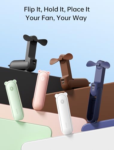JISULIFE 3 IN 1 Portable Fan with Power Bank & Flashlight Featured - color: White