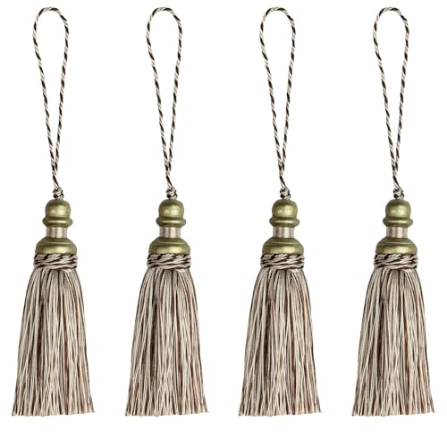 4 Pack Tassel Key Tassel with Loops for Home Decoration - color: Mix Beige, size: 4 Pack