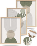 Boho Sage Green Framed Wall Art, Abstract Canvas Prints - color: Framed Boho Green, size: 16"L x 12"W