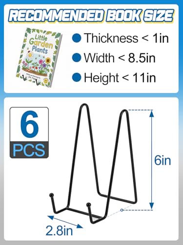 6Pcs 6Inch Steady Metal Book Stand for Display, Classroom Must Haves
