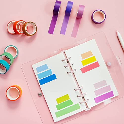 emmoolife 60 Rolls Washi Tape Set 15mm Wide Rainbow Colored Painters Masking Tape Supplies Writable Cute Colorful Decorative Craft Tape for Scrapbook DIY, Planner, Arts, Labeling and Color-Coding - style: Colorful Rainbow