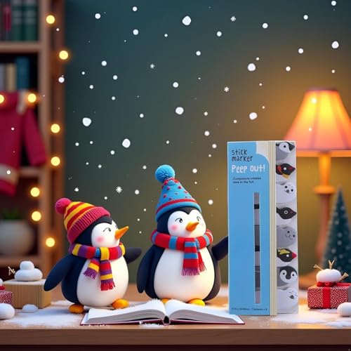Penguin Kawaii Sticky Notes, Page Flags, Index Tabs, Self-Stick Memo Pad with Cute Animal Designs