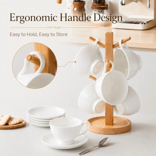 Fine Bone China Espresso Cups and Saucers Set of 4, 5 oz - color: 4Pcs Plain Set, size: 4 Count (Pack of 1)