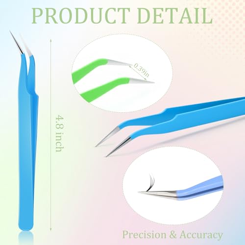 Honoson 9 Pcs Curved Pointed Craft Tweezers Precision Tweezer,Macaron Colors - color: Macaron Colors