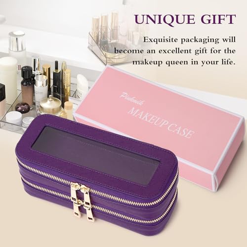 Pinkmik Double Layer Makeup Bag, D.Purple - color: B3/D.Purple, size: 2-Layer SLIM